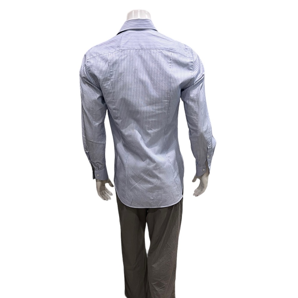 Canali Mens Blue Striped Dress Shirt - Picture 2 of 5